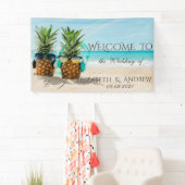 Bannière de mariage Plage tropicale, Ananas (En situation)