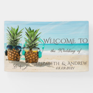 Bannière de mariage Plage tropicale, Ananas