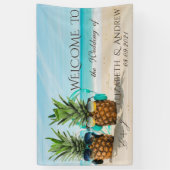 Bannière de mariage Plage tropicale, Ananas (Vertical)