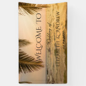Bannière de mariage Plage Tropicale Cool, Coucher  (Vertical)