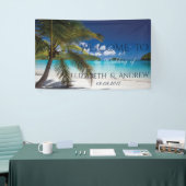 Bannière de mariage Plage tropicale, Palmier, Sabl (Salon professionnel)