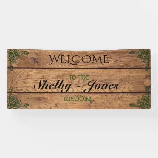 Bannière de Mariage rustique Celtique Claddagh (Horizontal)