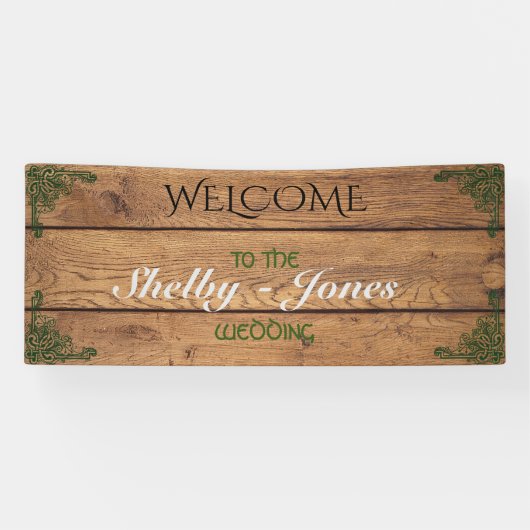 Bannière de Mariage rustique Celtique Claddagh (Horizontal)