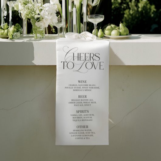 Bannière de menu de bar de mariage élégant noir et