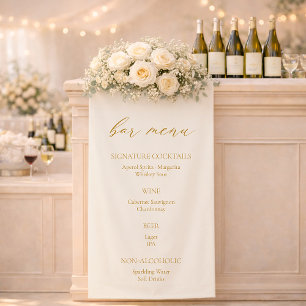 Bannière de menu de bar de mariage élégante en ivo
