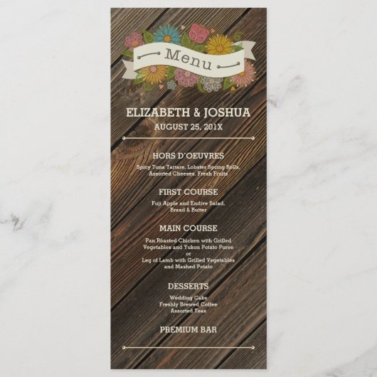 Bannière de menu floral rustique (Devant)