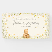 Bannière de naissance de bébé fleurie Honey Bear (Horizontal)