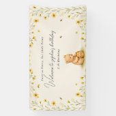 Bannière de naissance de bébé fleurie Honey Bear (Verticale)