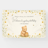 Bannière de naissance de bébé floral Honey Bear (Horizontal)