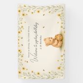 Bannière de naissance de bébé floral Honey Bear (Verticale)