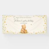 Bannière de naissance de bébé floral Honey Bear (Horizontal)