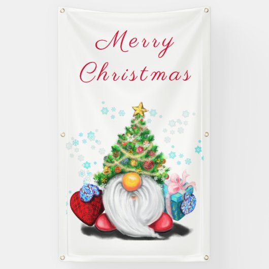 Bannière de Noël avec un gnome mignon (Vertical)