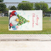 Bannière de Noël Bonne Gnome avec cadeaux (En situation)