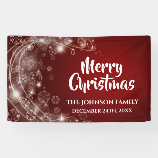 Bannière de Noël Elegant Red Snowflake (Horizontal)