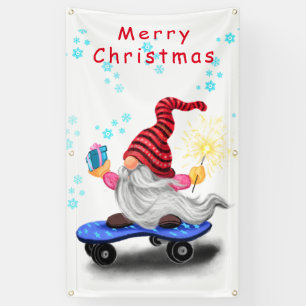 Bannière de Noël Gnome avec cadeaux