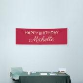 Bannière de nom d'anniversaire de couleur rouge mo (Salon professionnel)