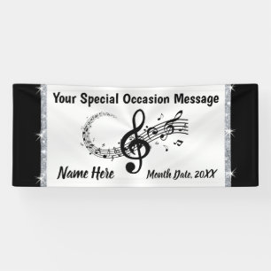 Bannière de notes musicales personnalisées, noir