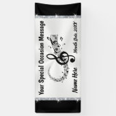 Bannière de notes musicales personnalisées, noir e (Vertical)