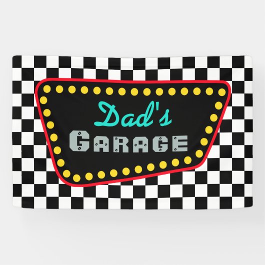 Bannière de panneau de garage de drapeau de course (Horizontal)