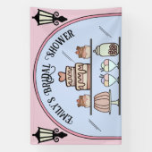 Bannière de pâtisserie de mariage parisienne rose (Verticale)