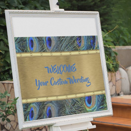 Bannière de plumes Peacock Couleur Or Personnalisé