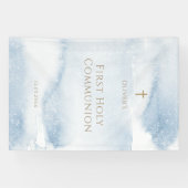 Bannière de première communion garçon aquarelle bl (Horizontal)