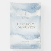 Bannière de première communion garçon aquarelle bl (Verticale)