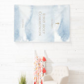 Bannière de première communion garçon aquarelle bl (Insitu)