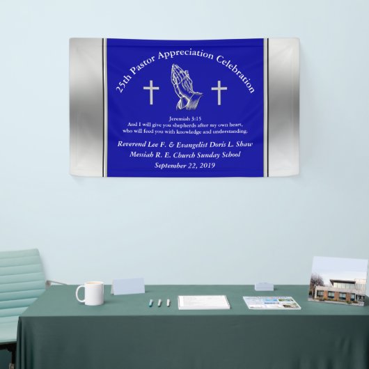 Bannière de réception d'appréciation du pasteur pe (Salon professionnel)