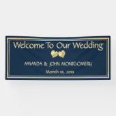 Bannière de réception de mariage élégante marine e (Horizontal)