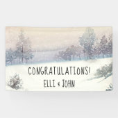 Bannière de réception de mariage Hiver bleu et bla (Horizontal)