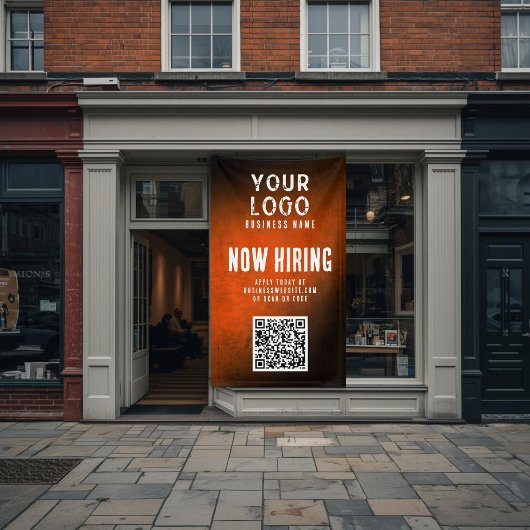 Bannière de recrutement QR Code Orange Grunge Dégr
