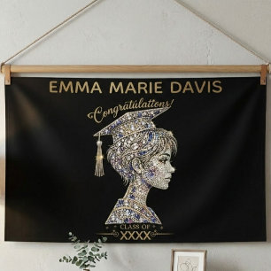 Bannière de remise de diplômes avec strass et pail