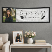 Bannière de remise de diplômes ornée GRAY & BLK | 