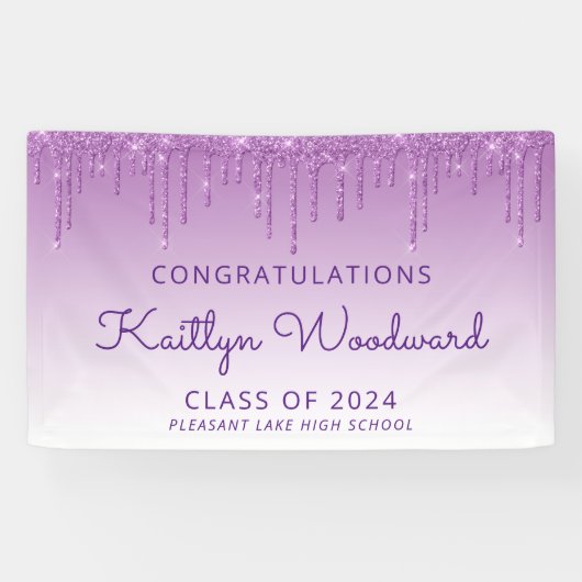 Bannière de remise des diplômes à paillettes viole (Horizontal)