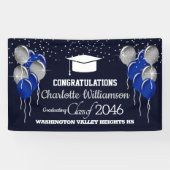 Bannière de remise des diplômes bleue et argentée (Horizontal)