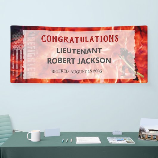 Bannière de retrait du drapeau des pompiers (Salon professionnel)