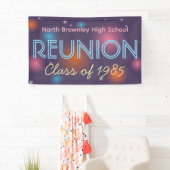 Bannière de retrouvailles de classe rétro disco (En situation)