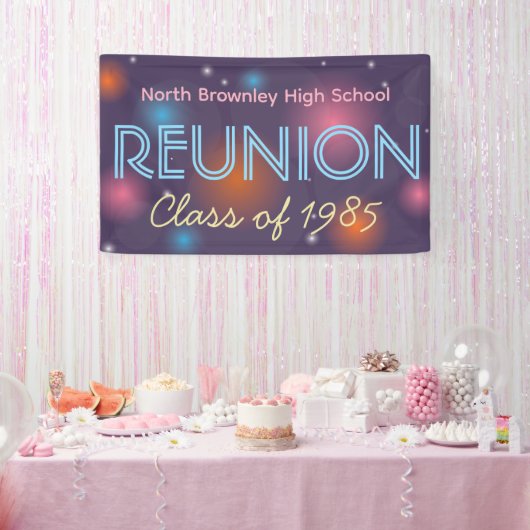 Bannière de retrouvailles de classe rétro disco (Fête)