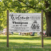 Bannière de réunion familiale - Bois blanchi rusti