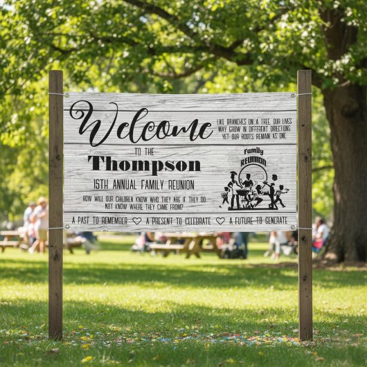 Bannière de réunion familiale - Bois blanchi rusti