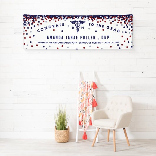 Bannière de rouge, blanche et bleue d'infirmière (En situation)