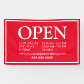 Bannière de site Web Red White Business Open Sched (Horizontal)