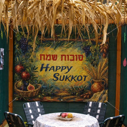 Bannière de Sukkah, Sukkot Sameach Sept Espèces