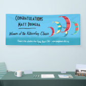 Bannière de surf en cerf-volant bleu de style vint (Salon professionnel)