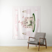 Bannière de tapisserie rose Princesse pour anniver (En situation)