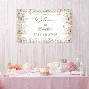 Bannière de toile de fond pour Baby Shower Fleurs 