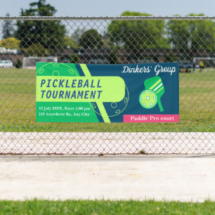 Bannière de tournoi de Pickleball Vert et bleu Tur