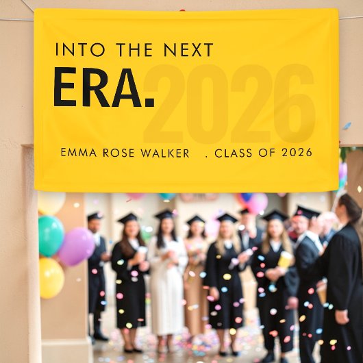 Bannière de typographie jaune de l'ère des diplômé