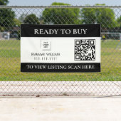 Bannière de vente de code QR d'immobilier noir et (En situation)